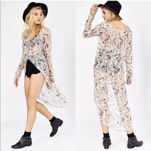 Kimchi Blue Urban Outfitters Sheer Floral Duster Kimono Boho Western Festival S